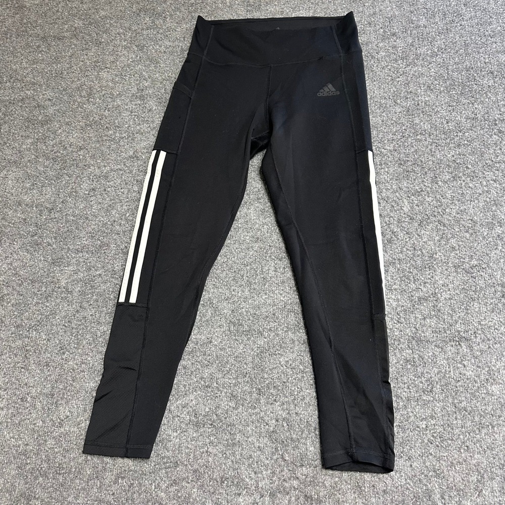 Adidas Leggings Womens Size M Black 3-Stripe Aeroready Primegreen Athletic Pants